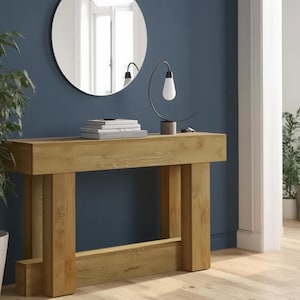 Konsolbord i lantlig stil 160 cm, smalt entrébord med hyllplan, rustikt soffbord i trä, hallbord, inredningsbord för vardagsrum