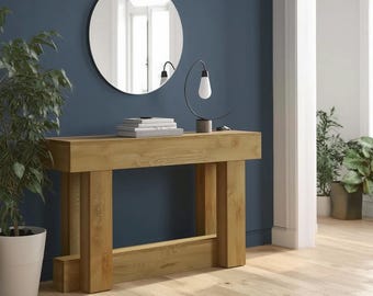 Farmhouse Console Table 160cm, Narrow Entryway Table with Shelf, Rustic Wood Sofa Table, Hallway Table, Living Room Decor Table