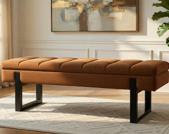 L-Shaped Storage Bench, Faux Leather Dining Bench with Hidden Storage, Modern Breakfast Nook Seating, Entryway Bench, Bedroom Ottoman