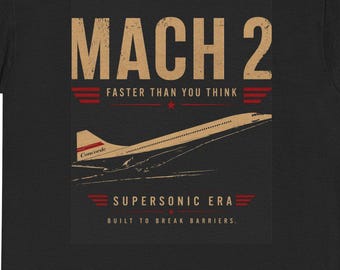 T-shirt Concorde Mach 2 – Maglietta sull'aviazione dell'era supersonica, costruita per infrangere le barriere, grafica di un aereo vintage, regalo per piloti, maglietta per amanti degli aerei