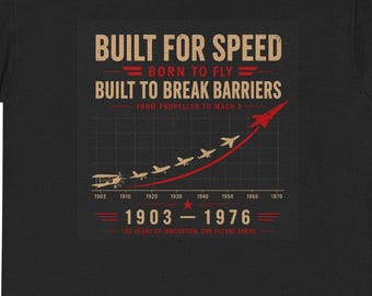 T-shirt Concorde Evolution of Speed / Maglietta aviazione vintage / Costruito per la velocità, nato per volare / Maglietta jet supersonico / Regalo per piloti / Maglietta Mach 2