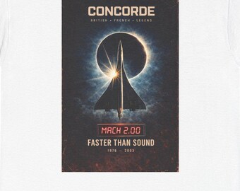 Maglietta Concorde Faster Than Sound, leggenda supersonica, Mach 2, regalo per gli appassionati di aviazione, maglietta retrò a tema jet.