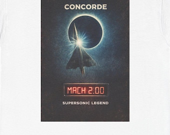 T-shirt Concorde Mach 2, leggenda supersonica, aviazione vintage, grafica, aereo retrò, design Eclipse