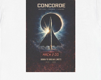 T-shirt Concorde Mach 2 – Maglietta con jet supersonico, regalo per appassionati di aviazione, nato per superare i limiti, maglietta con aereo vintage, regalo per piloti, aereo retrò
