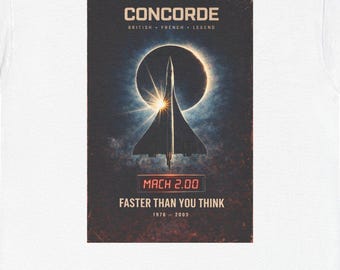 Maglietta Concorde Faster Than You Think, jet supersonico Mach 2, grafica aeronautica, aereo vintage, regalo
