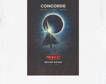 T-shirt Concorde Mach 2.00 – Design Eclipse del jet supersonico – Leggenda dell'aviazione 1976–2003 – Maglietta regalo per gli appassionati di aerei di linea britannici