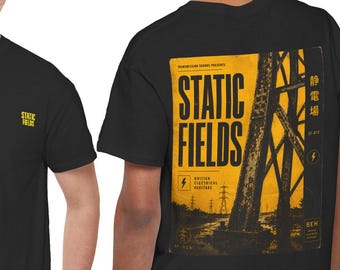 Static Fields™ SF-013 Album Series | Industrial Poster Graphic T-Shirt | Transmission Tower Art | British Electrical Heritage