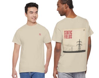 Static Fields™ SF-002 Vintage Pylon Graphic T-Shirt | Retro British Infrastructure Shirt Industrial Landscape Tee Minimal Album Cover Style