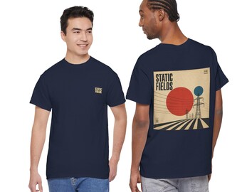 Static Fields™ SF-005 Graphic Pylon T-Shirt | Retro Modernist Landscape | British Electricity Infrastructure Art