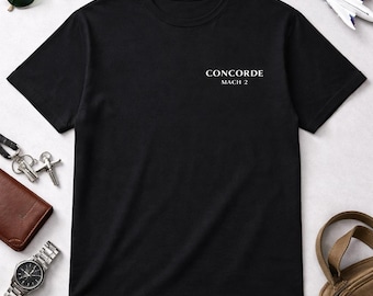 T-shirt minimalista Concorde Mach 2, maglietta con jet supersonico, maglietta da aviazione, design pulito e vintage con aereo, regalo per piloti
