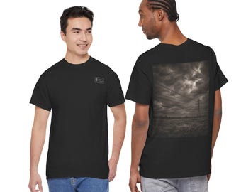 Static Fields 004 Pylon T Shirt, Moody Power Line Back Print Tee, Dark Industrial Landscape Shirt, Black Graphic Streetwear