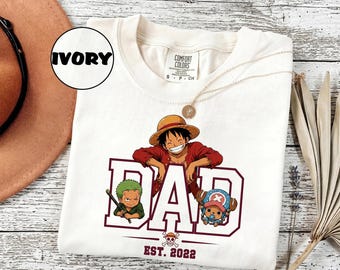 Camiseta personalizada de anime para papá, camiseta personalizada para papá e hijo, regalo del Día del Padre, camiseta personalizada con el año de fundación, regalo familiar de anime