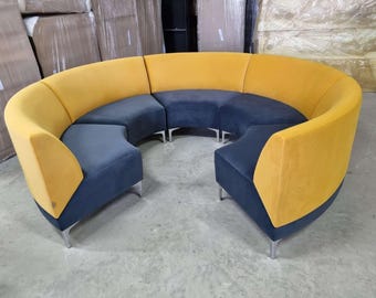 Banquette arrondie modulable en tissu – idéale maison et pro