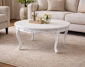 Elegante salontafel van gesneden hout – Klassieke chique stijl – Handgemaakt
