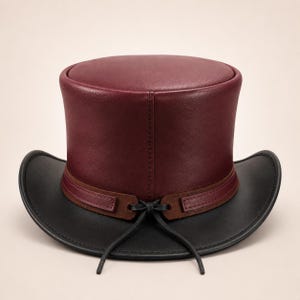 Burgundy Leather Western Hat - Etsy display picture 3