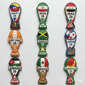Parche de fútbol para la Copa Mundial 2026: Insignia de goma PVC 3D para las banderas de las 48 naciones.