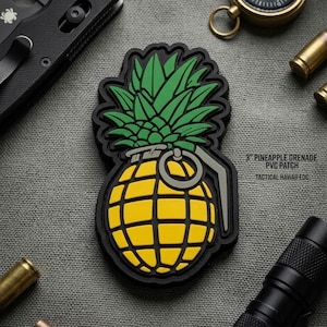 Pineapple Grenade PVC Patch Funny Tactical Hawaii Morale Badge Tropical EDC Gear Rubber Tag Hook and Loop Backpack Accessory