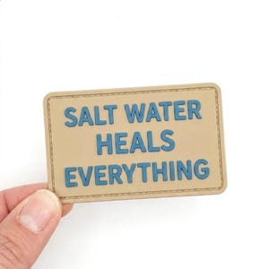 Salt Water Heals Everything PVC Patch Inspirational Beach Morale Badge Ocean Lover Rubber Tag Tactical Backpack Gear Accessory