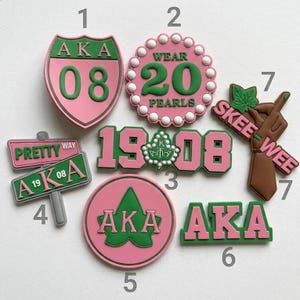 AKA 1908 3D PVC Patch, Pink and Green Sorority Rubber Badge, Alpha Kappa Alpha Bag Tag