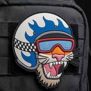 Retro Biker Tiger 3D PVC Patch Motorcycle Helmet Badge Custom Rubber Emblem for Jackets & Bags by