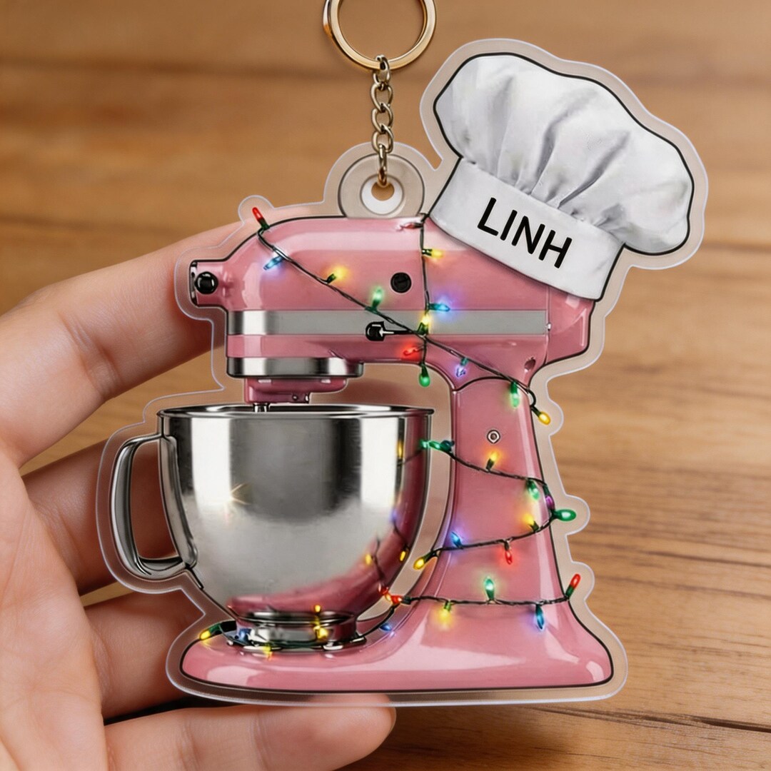 Personalized Baker Mixer Keychain Custom Acrylic Kitchen Gift Christmas ...