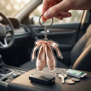 Personalized Ballet Slippers Acrylic Keychain Custom Dancer Gift Elegant Keepsake