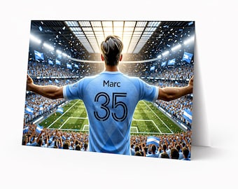 Tarjeta de cumpleaños personalizada de fútbol de la ciudad de Nueva York / Imprime en casa Descarga digital / Regalo personalizado para niños, hombres y aficionados (S personalizadas)
