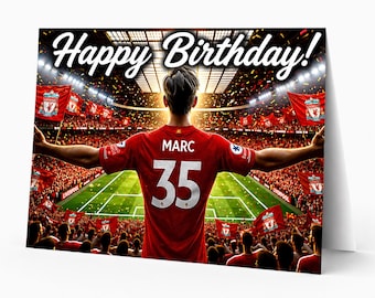 Personalised Liverpool Football Soccer Birthday Card | Print at Home Digital Download | Custom Gift for Boys Kids Men Fans (Customized Socce