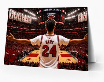 Tarjeta de cumpleaños personalizada de los Chicago Bulls de la NBA / Regalo personalizado para aficionados al baloncesto / Descarga digital para imprimir en casa