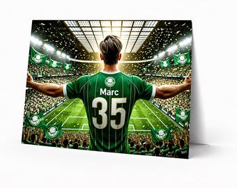 Tarjeta de cumpleaños personalizada de fútbol Palmeiras / Imprime en casa Descarga digital / Regalo personalizado para niños, hombres y aficionados (Fútbol personalizado)