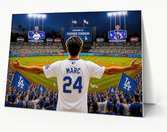 Carte d'anniversaire personnalisée des LA Dodgers MLB | Cadeau personnalisé pour fan de baseball | Impression à domicile en téléchargement numérique