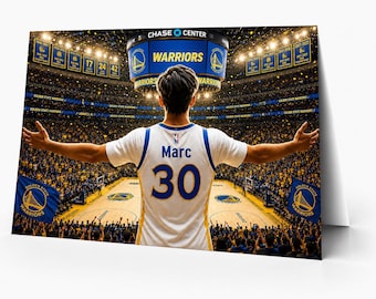 Tarjeta de cumpleaños personalizada de los Golden State Warriors de la NBA / Regalo personalizado para aficionados al baloncesto / Descarga digital para imprimir en casa