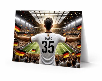 Tarjeta de cumpleaños personalizada de fútbol de Alemania / Imprime en casa / Descarga digital / Regalo personalizado para niños, jóvenes y hombres aficionados (Fútbol personalizado)