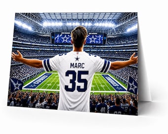 Tarjeta de cumpleaños personalizada de los Dallas Cowboys de la NFL / Regalo personalizado para aficionados al fútbol americano (para hombres, mujeres, niños y niñas) / PDF para imprimir en casa