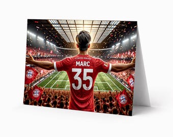Tarjeta de cumpleaños personalizada de fútbol del Bayern de Múnich / Imprime en casa Descarga digital / Regalo personalizado para niños, hombres y aficionados (Personalizado S