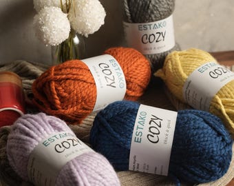Estako Cozy Thick Quick Super Bulky, #6, Akrylullblandningsgarn, Mjukt och grovt stick- och virkgarn, 100g 65 Yards