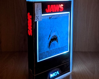 Jaws 1975 upcycled VHS case display light