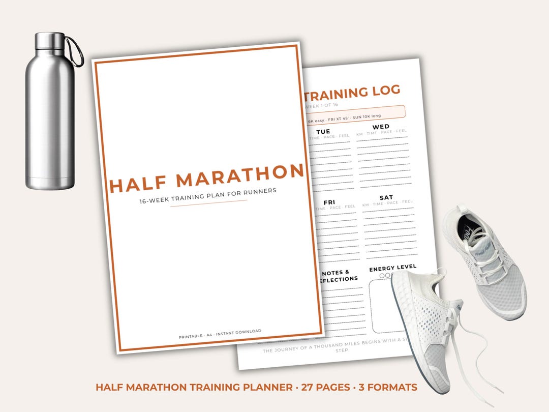 Run Schedule 16-week Half Marathon Training Planner | Printable Run Schedule ...