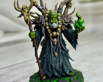 Dark Orc Warlock Figure | Premium Hand Painted 3D Printed Fantasy Collectible | Epic Display Statue | Gamer Gift
