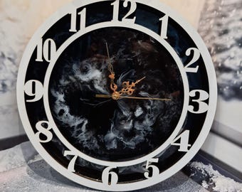 Epoxy Resin & Wood Wall Clock | Handmade Modern Clock | Natural Wood Decor | Unique Housewarming Gift | Rustic Wall Art
