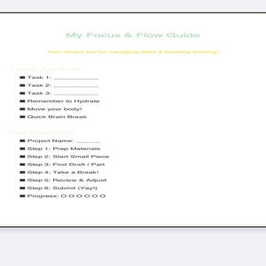 ADHD Student Planner | Focus & Flow Digital Guide for Study Success | Productivity Organizer