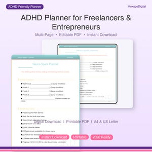 ADHD Planner for Freelancers & Entrepreneurs | Neuro-Spark Digital Productivity System | Focus Organizer PDF
