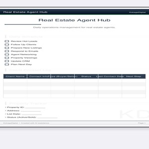 Real Estate Agent Business Hub | Realtor CRM Template & Marketing Planner | Client Management System | Digital Toolkit for Agents