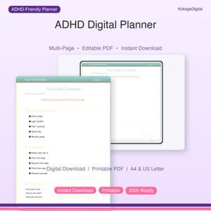 ADHD Digital Planner | Neurodivergent Daily Compass | Printable Focus Organizer for Adults & Students | Executive Function Support Tool | Pr
