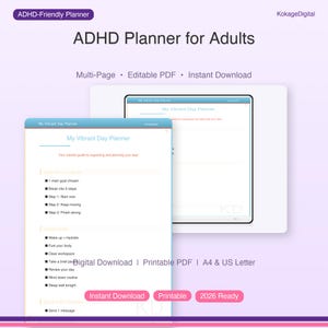 ADHD Planner for Adults | Vibrant Neurodivergent Day Planner | Digital Daily Organizer to Support Focus & Productivity