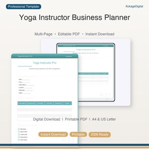Yoga Instructor Business Planner | Digital Template for Teachers & Studio Owners | Client Management Tool Kit