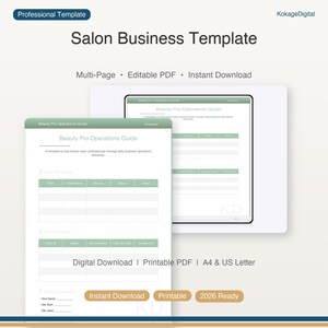 Salon Business Template | Beauty Pro Operations Planner | Lash Artist & Hair Stylist Kit | Digital Download | Printable 2026