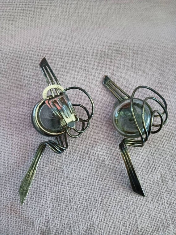 Orecchini A Clip Vintage Ovale 3D, Colore Argento Antico In Metallo, Stile Art Deco, Da Donna, Lideva Paris - Foto 3
