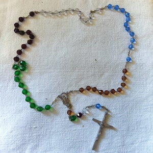 Rosario preghiera religione cattolica cristiana colore argento cristallo multicolore pezzo raro
