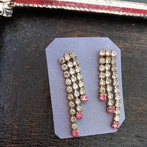 Orecchini vintage con strass cristallo rosa